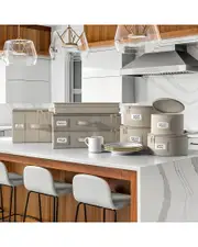 Sorbus China Storage Beige Containers Hard Shell 8pc Stackable Plate Storage Set