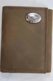ZEP PRO MARLIN FISH Crazy Horse Leather trifold Wallet Tin Gift Box