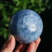 Large 1.2lb Blue Calcite Crystal Sphere, Madagascar