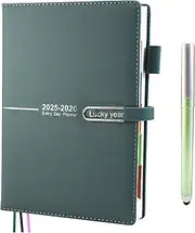 Academic Diary 2025-2026, 13 Month 2025-2026 Diary A5 Page A Day from Aug 2025 to Aug 2026, Daily Planner With Monthly Tabs and Colorful Side Panels,Pen, Pen Loop，Inner Pocket,6.7" × 8.5"(Green)