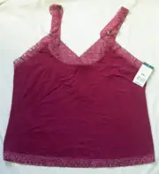 Plum Modal Camisole with Lace by Hillard & Hanson - Size XXL