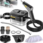 Steam Cleaner for Sofa Home, 1500W Hand Held Steam Cleaner with Handle Controllable Switch/Digital Display, 4 Brush Heads 6-Speed Adjustable and 1.2L Tank for Kitchen Car Furniture Tile Black