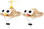 FUTUREORYY 2 Pcs Lovely Hats Hand Woven Cartoon Dog Headdresses Unique Design with Rotating Windmill Adjustable Fit for Dogs and Cats for Sun Protection and Fun