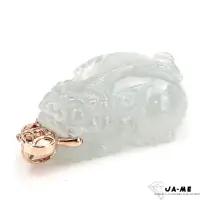 在飛比找momo購物網優惠-【JA-ME】天然A貨翡翠厚裝冰種招財貔貅18k金項鍊(母親