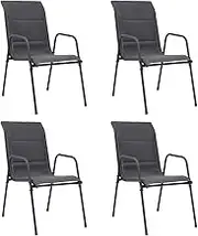 Stackable Garden Chairs 4 pcs Steel and Textilene Anthracite,Outdoor Chairs-313076