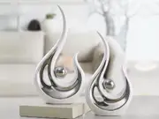 Silver White Ceramic Abstract Phoenix Figurines