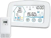 Lancoon Digital Weather Station, Alarm Clock with ℃/℉ Switch Indoor Outdoor Temperature and Humidity Backlight Touch Screen Buttons Window Opening Reminder for Living Room Home
