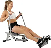 Sunny Health & Fitness SF-RW5639 Full Motion Rowing Machine Rower with 350 lb Weight Capacity and LCD Monitor Grey
