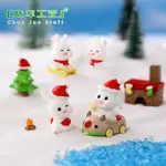 耶誕新款耶誕小擺件耶誕雪橇兔子  微景觀雪配件耶誕 樹脂擺件