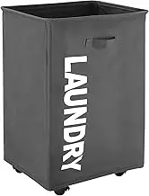 ARyee 22" Laundry Hamper with Wheels, Foldable Laundry Storage Cart with Handle, Laundry Basket for Dirty Clothes Storage (Grey)