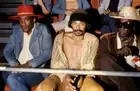 American trumpeter Miles Davis two friends attend Sly Stone's conc- Old Photo