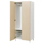 PLATSA wardrobe with 2 doors, white/Kalbåden lively pine effect, 80x57x191 cm