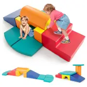 Costway10-Piece Soft Foam PU Leather Climbing Toys Building Blocks for Toddlers-Colourful