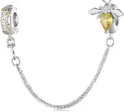 [DOYIS] Bee Safety Chain for Pandora Bracelet-925 Sterling Silver Clip Lock Stopper Charm Spacer Beads for Charms Bracelets
