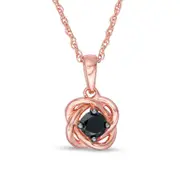 0.2 CT. Enhanced Black Natural Clarity Enhanced Solitaire Love Knot Pendant in 10K Rose Gold