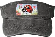 [RLDOBOFE] Sun Visor Hat Adjustable Empty Top Baseball Cap Cartoon Ladybug Flower Sun Hats for Women Men Sports Hats Summer Beach Cap