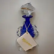 Vintage ION TAMAIAN SIGNED Azur Blue W/GOLD Perfume Bottle Hand Blown Glass 9.5”