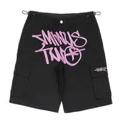 Minus-two Hip-hop Tide Retro Men Pants Street Summer Casual Shorts Printing Tightly Shorts -NMAOV Black - pink M