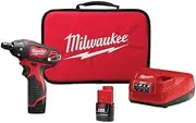 [Milwaukee] 2401-22 M12 12-Volt Lithium-Ion 1/4 in. Hex Cordless Screwdriver Kit