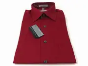 Geoffrey Beene Men's Dress Shirt Solid Striped Sateen Cabernet Red M 15.5 34/35