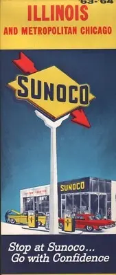 1963 Sunoco Road Map: Illinois and Metropolitan Chicago NOS