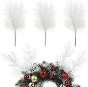 Toddmomy Pcs Artificial Pine Sprigs,Christmas Glitter Artificial Pine Needles Branches Twigs Faux Greenery Stems Pine Picks for Christmas DIY Wreath Garden Garland Decoration