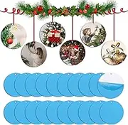 12/26Pcs Christmas Sublimation Ornament with Red String Double Sides Sublimation Ornament Weight Sublimation Blanks Ornaments Bulk for Decoration Christmas Xmas Tree Halloween (26Pcs)