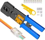 Pass through RJ45 Crimp Tool, Ratcheting Ethernet Crimping Tool Kit, Ethernet Cr