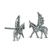 0.13 CT. T.W. Diamond Winged Bucking Unicorn Stud Earrings in Sterling Silver