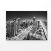 City Sky View B&W Photograph Print 100% Australian Made 150x100cm (Stretched Canvas)