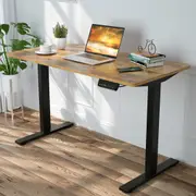 Advwin Adjustable Height Electric Standing Desk, Ergonomic Stand Up Desk Motorised Sit Stand Desk 120cm Splice Board Black Frame/Walnut Color Table Top