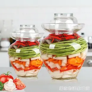 泡菜壇子玻璃加厚酸菜壇子腌菜罐家用玻璃缸密封特大號咸菜泡菜罐 全館免運
