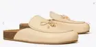 Tory Burch Tory Charm Mules Flat Slip-on Brie Genuine Leather Natural Cork Sz 9