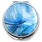 Compact Makeup Travel Mirror Fractal Abstract Blue
