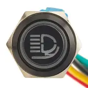 APS Illuminated Metal Push Button Switch - Black, Roof Light (Latching)