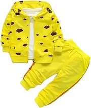 [YIKIURL] Baby Girl Clothes Cute Baby Outfits Spring Long Sleeve Coat+ T-Shirt+ Pants 3pcs Suits
