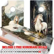 Fantasy Unicorn Legendary Creature Cornhole Decal for Boards Covers Sticker Wrap
