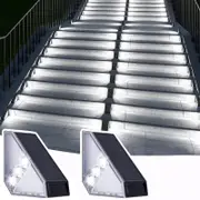 2 Pack Triangle Solar Step Lights Stair Light Solar Powered for Deck Step Front Porch Backyard Patio Decor