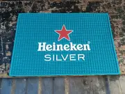 HEINEKEN SILVER RUBBER BAR DRYING MAT 18" X 12" NEW!