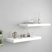 Floating Wall Shelves 2 pcs White 60x23.5x3.8 cm MDF,Wall Shelves & Ledges 3.5KG-323812