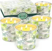WarmEmbrace Citronella Candles Outdoor & Indoor, Large Citronella Candle 400H Burning Long Lasting, 4 Pack 20oz Soy Scented, 3-Wick Natural Soy Wax for Patio, Garden, Backyard, Camping, Cookout