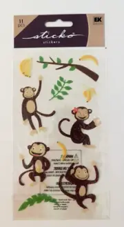 Monkey Scrapbook Stickers Sticko EK Success Banana Jungle Life FB27
