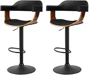 Artiss Bar Stools Adjustable Kitchen Swivel Counter Barstools Set of 2, Wooden Dining Chair Gas Lift Chairs, Padded PU Leather with Backrest Footrest for Home