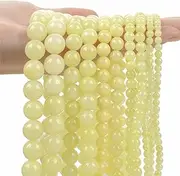 [Hamthuit] Natural Stone Beads Yellow Chalcedony Loose Spacer Beads for Jewelry Making DIY Bracelet Accessories H8957-8mm- About 45pcs