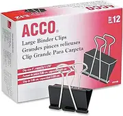 ACCO Binder Clips, Large, 12 Clips/Box (72100)