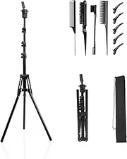 Mannequin Head Tripod Stand, 75-160cm Adjustable Height, 360° Rotation with Styling Tools