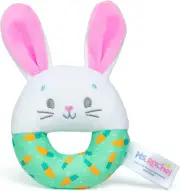 Official Hop Little Bunnies Soft Rattle Toy, Baby Teething Toys with Plush Bunny