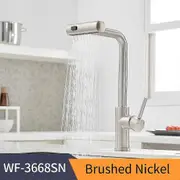 Nickel 304 Stainless Steel Pull-out Kitchen Faucet Waterfall Hot And Cold Mixed Water Sink Tap Multi-function Rinse Rotate 3668 Brushed Nickel