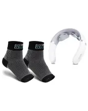 RelaxUltima Portable TENS Neck Massager & CompressUltima Compression Socks Bundle - Large