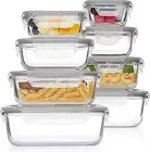 8 Pack Glass Containers Set for Food Storage with Airtight Lids, Meal Prep Conta